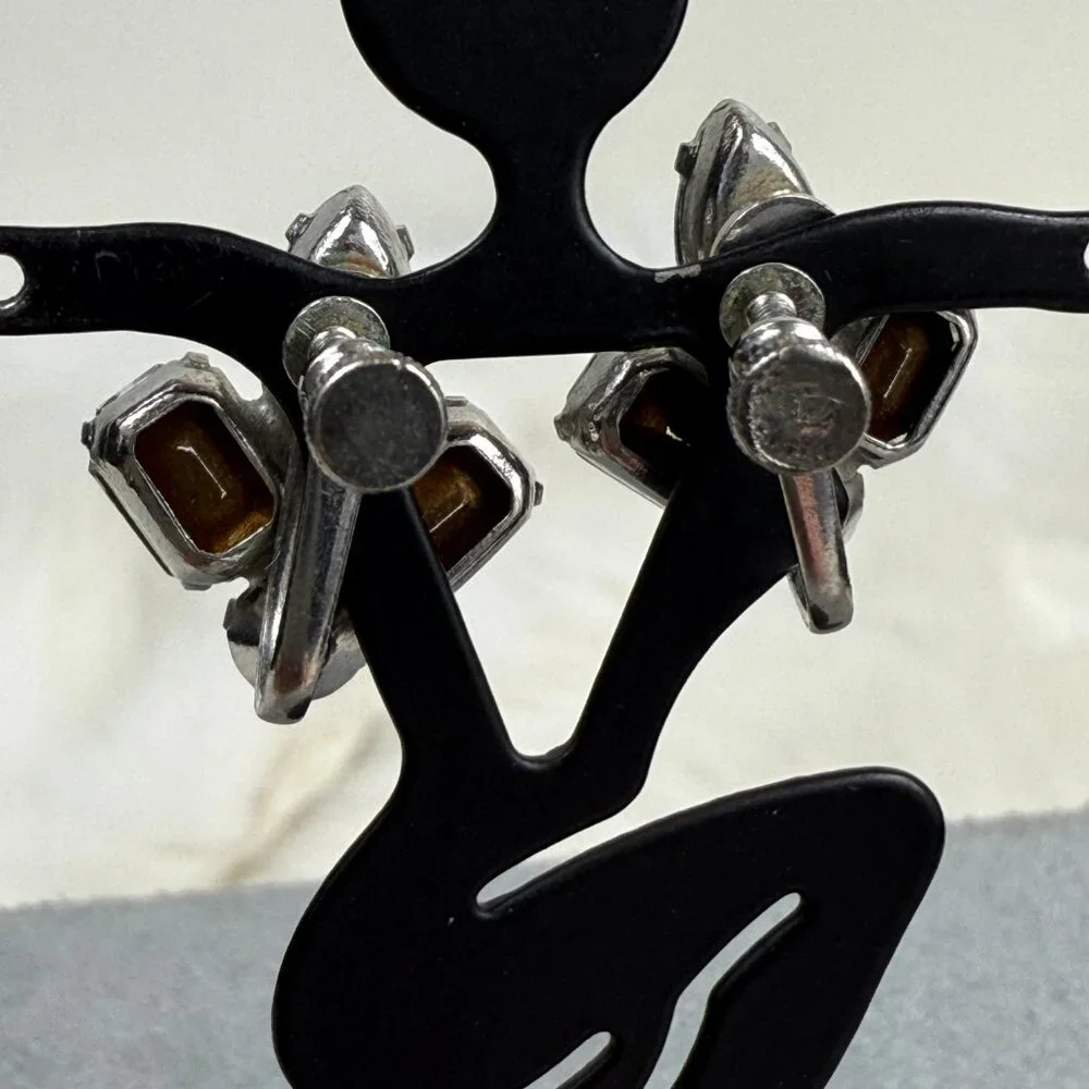 Vintage Rhinestone Screw Back Earrings .75